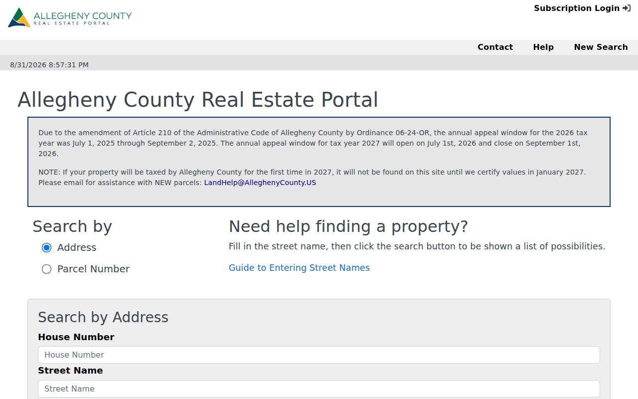 McCandless Township street directory view of the Allegheny property address search