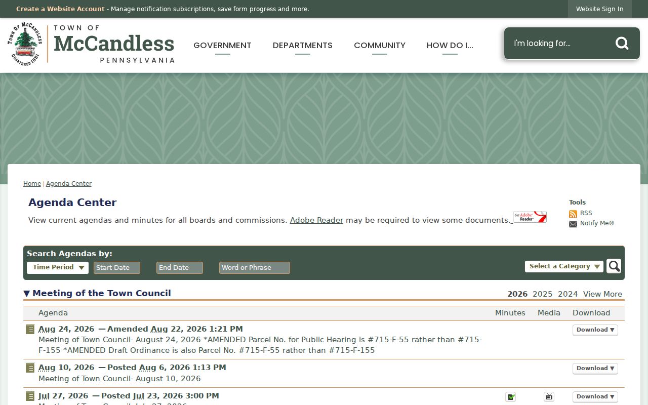 McCandless Township neighbors planning-records search for a block address