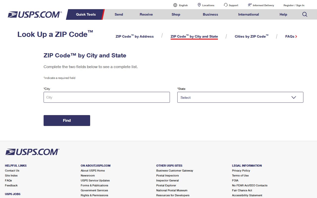 McCandless Township ZIP code directory view of the official USPS ZIP lookup